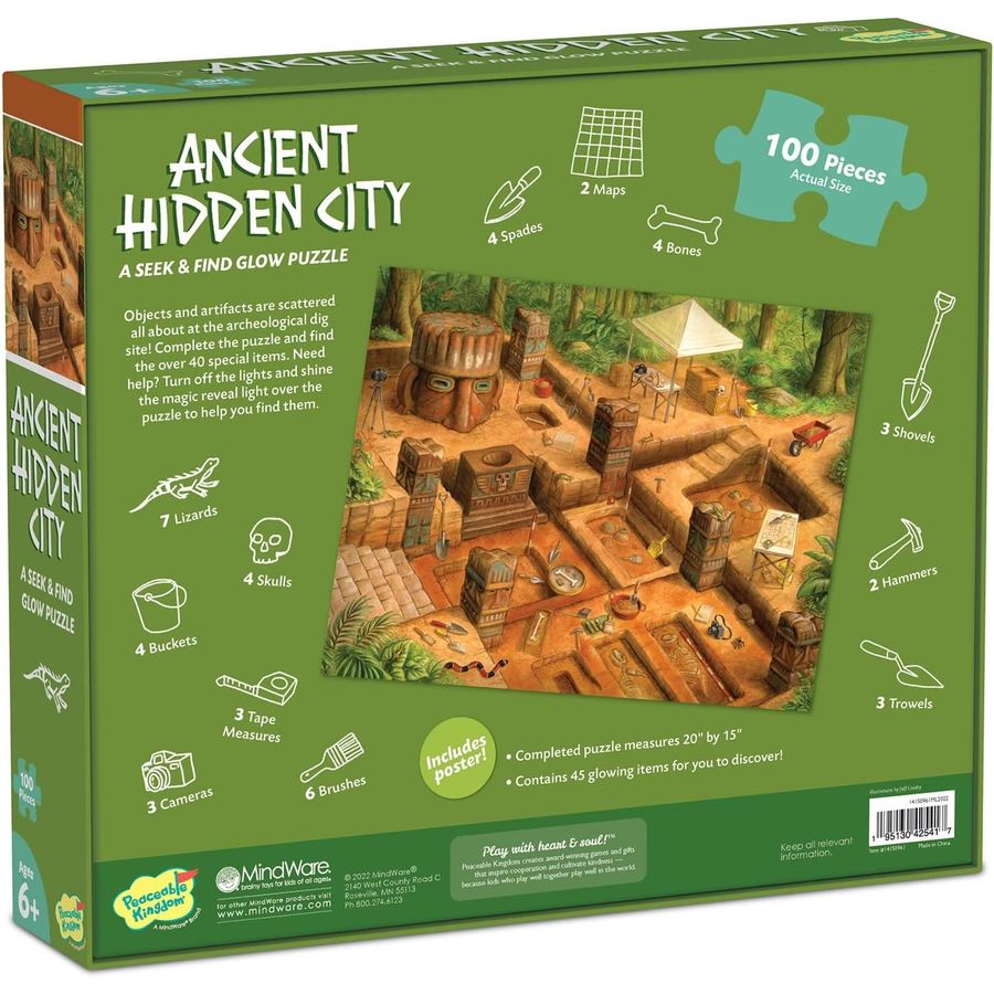 Peaceable Kingdom Ancient Ruins Seek and Find Glow Puzzle, view 5