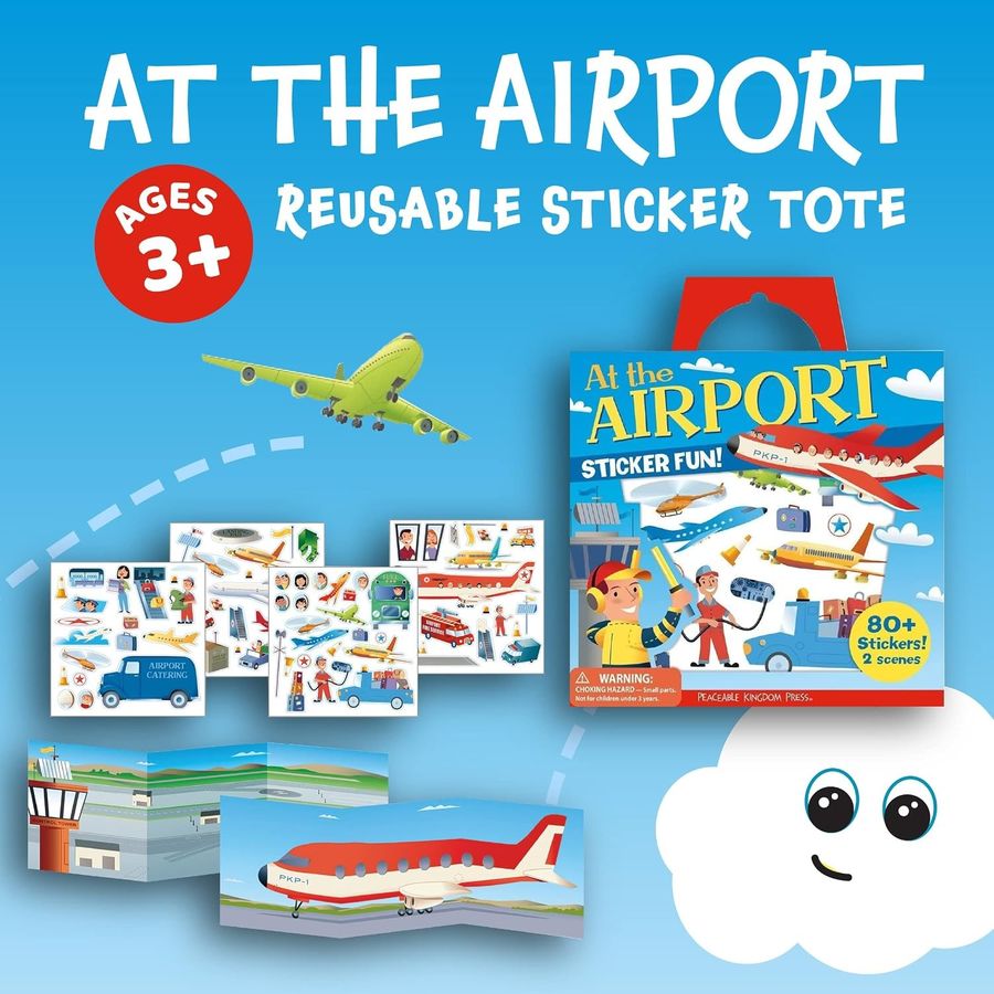 Peaceable Kingdom At the Airport Reusable Sticker Tote, view 2