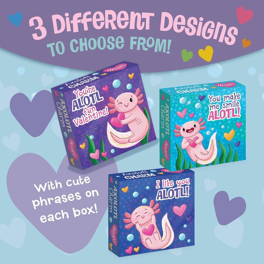 Peaceable Kingdom Axolotl Charm Valentines Box, view 3