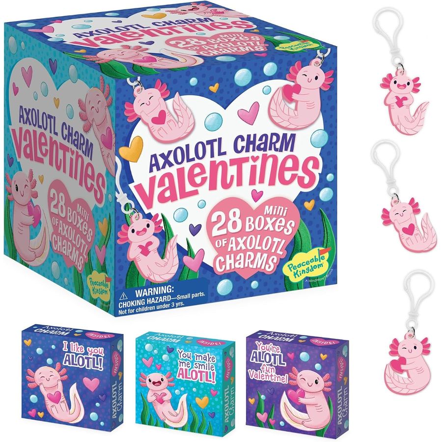 Peaceable Kingdom Axolotl Charm Valentines Box