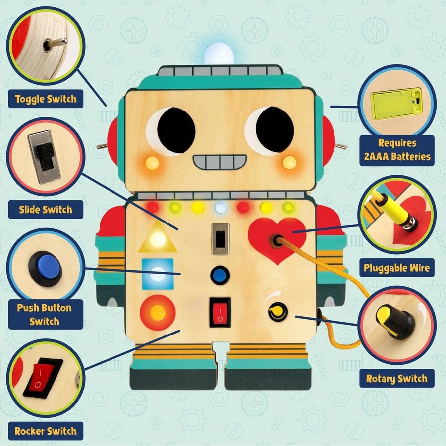 Peaceable Kingdom Blinkity Bot Light-Up Busy Board, view 2