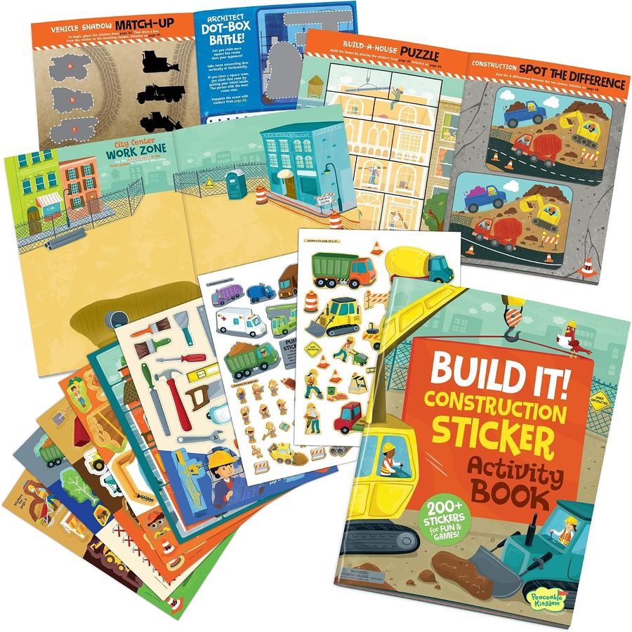 Peaceable Kingdom Build It! Construction Sticker Activity Book