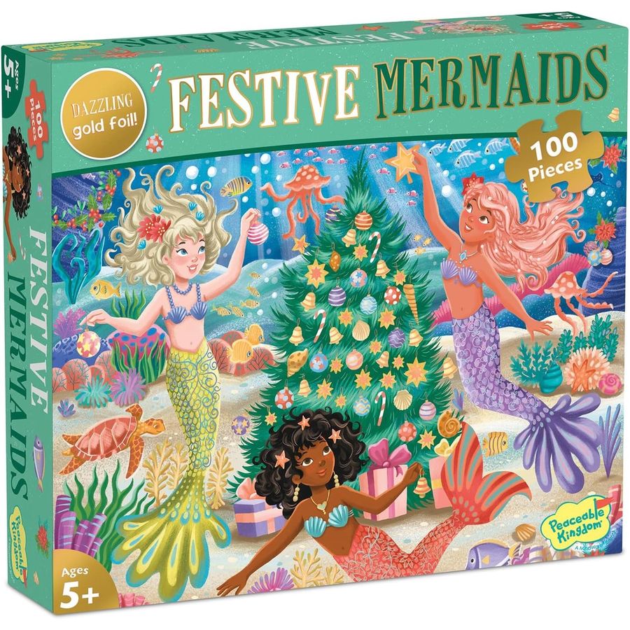 Peaceable Kingdom Jumbo Mermaid Floor Puzzle, 100 Pieces