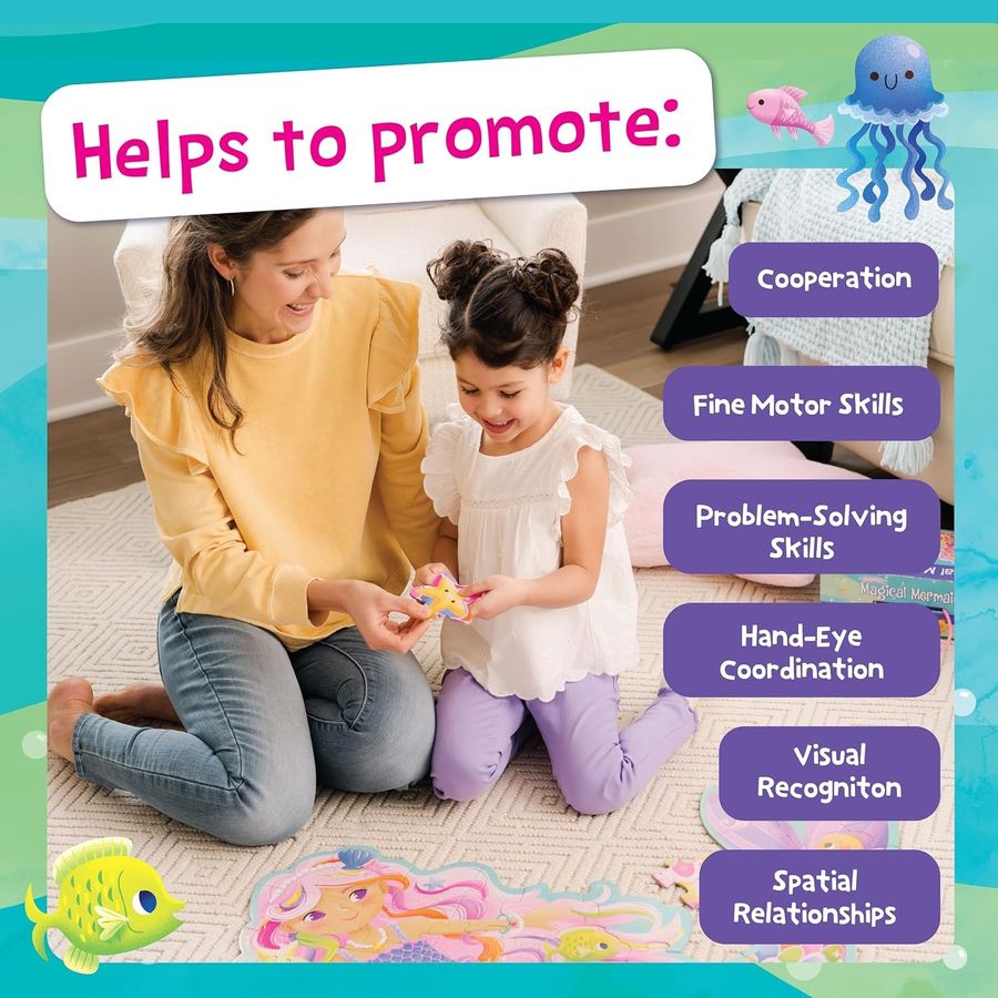Peaceable Kingdom Jumbo Mermaid Floor Puzzle, 41 Pieces, view 3