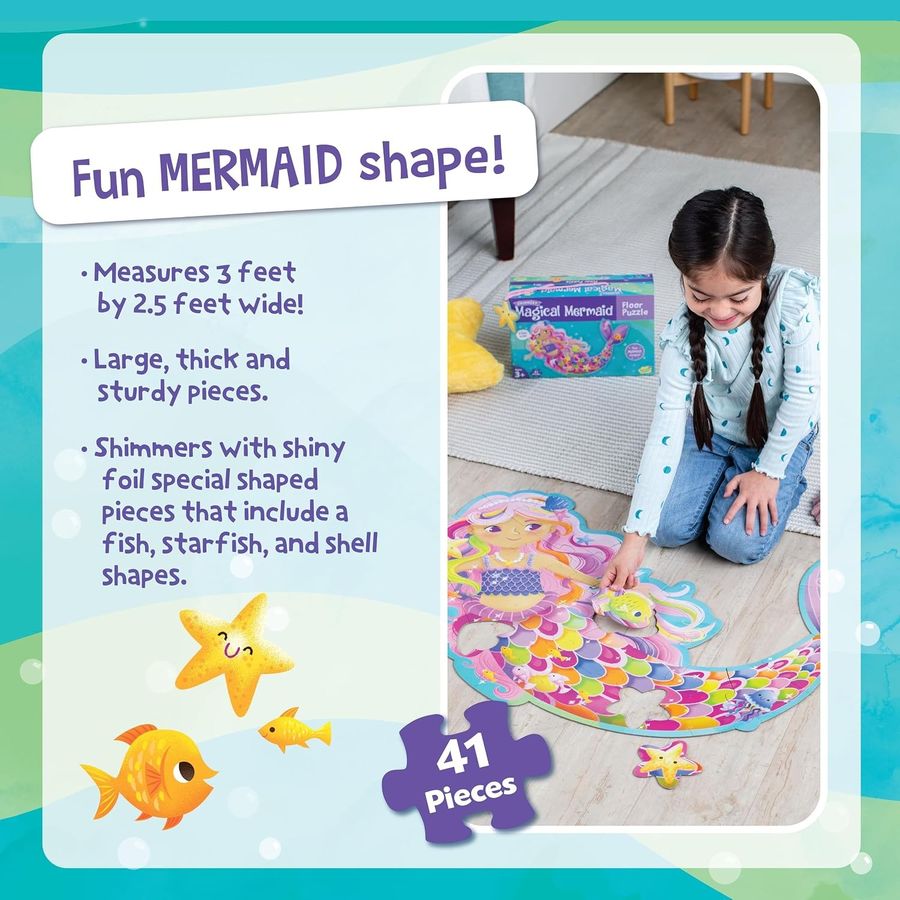 Peaceable Kingdom Jumbo Mermaid Floor Puzzle, 41 Pieces, view 4