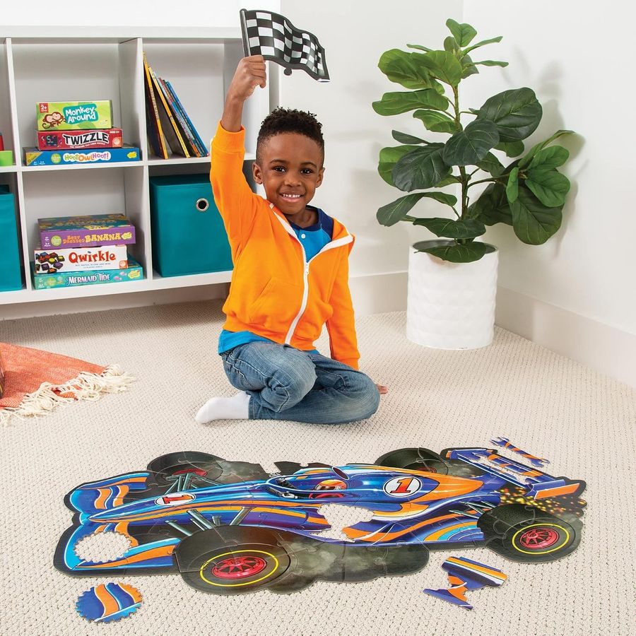 Peaceable Kingdom Jumbo Racecar Floor Puzzle, 48 Pieces, view 5