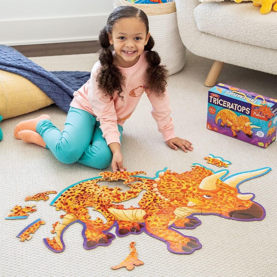 Peaceable Kingdom Jumbo Triceratops Floor Puzzle, 52 Pieces, view 4