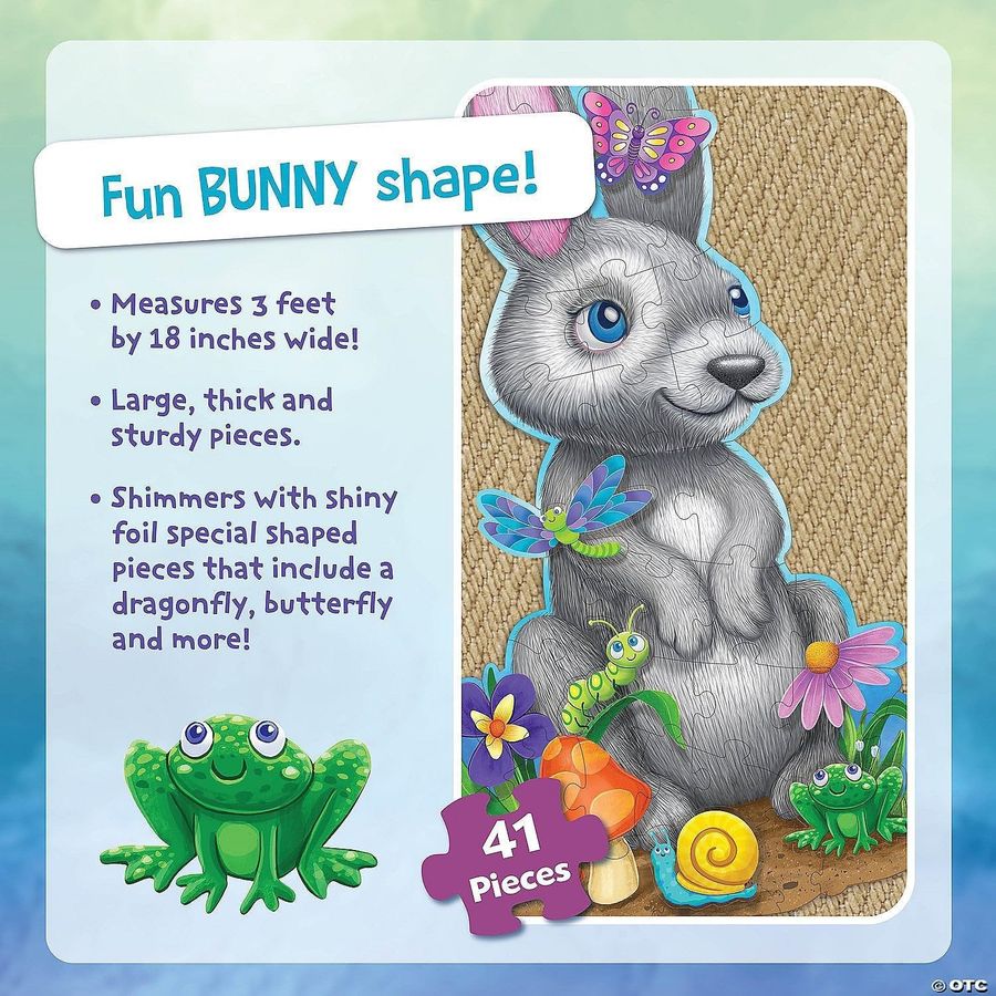 Peaceable Kingdom Shimmery Bunny Floor Puzzle, 41 Pieces, view 4