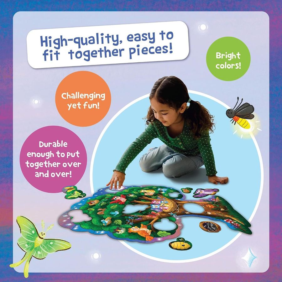 Peaceable Kingdom Shimmery Hoot Owl Hoot Floor Puzzle, 49 Pieces, view 3