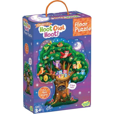 Peaceable Kingdom Shimmery Hoot Owl Hoot Floor Puzzle, 49 Pieces