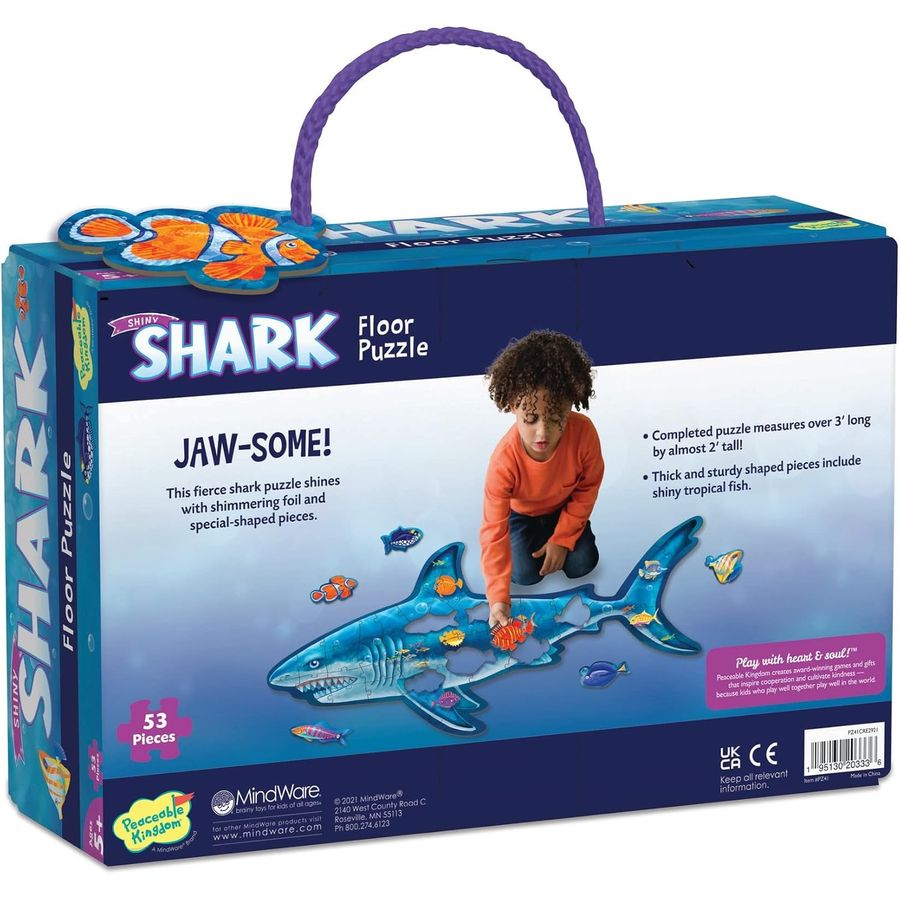 Peaceable Kingdom Shiny Shark Floor Puzzle, 53 Pieces, view 5