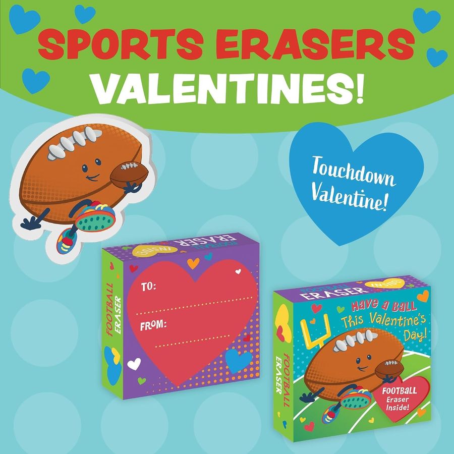 Peaceable Kingdom Sports Eraser Valentines, view 2