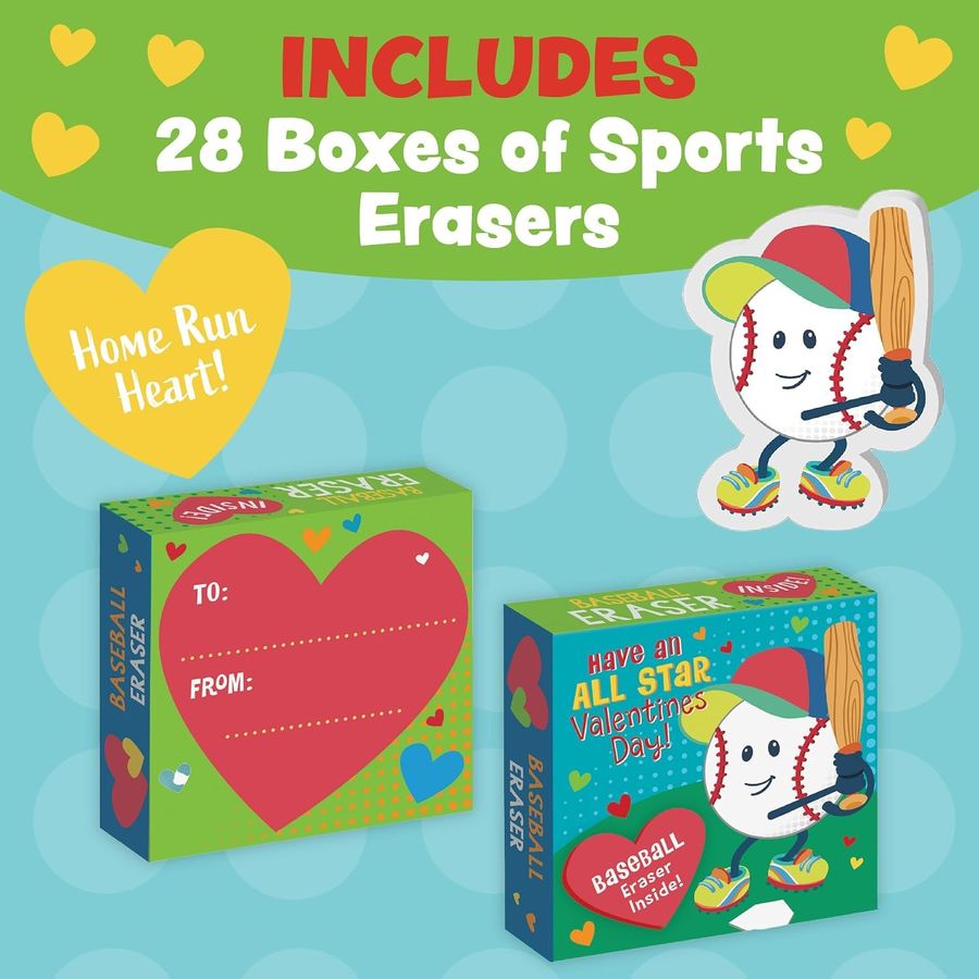 Peaceable Kingdom Sports Eraser Valentines, view 4