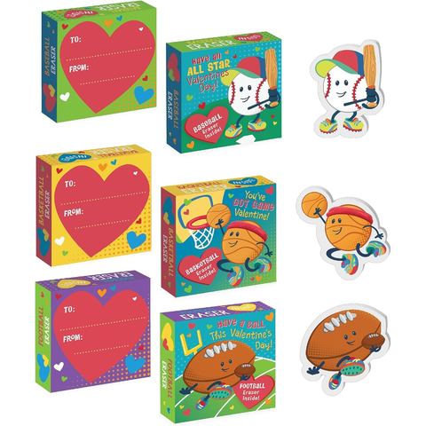 Peaceable Kingdom Sports Eraser Valentines