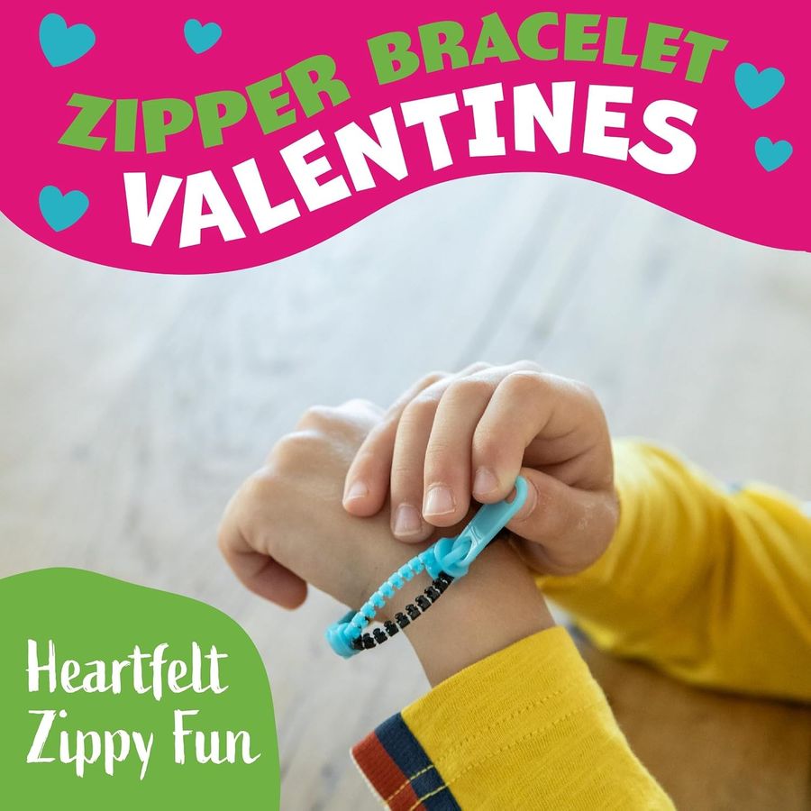 Peaceable Kingdom Zipper Bracelet Valentines, view 2